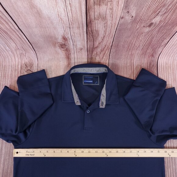 Twillory Mens Large Long Sleeve Performance Athleisure Golf Polo Shirt Navy Blue - Picture 14 of 15